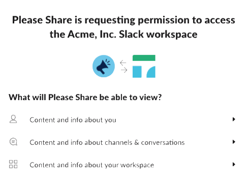 Please Share and Slack logos